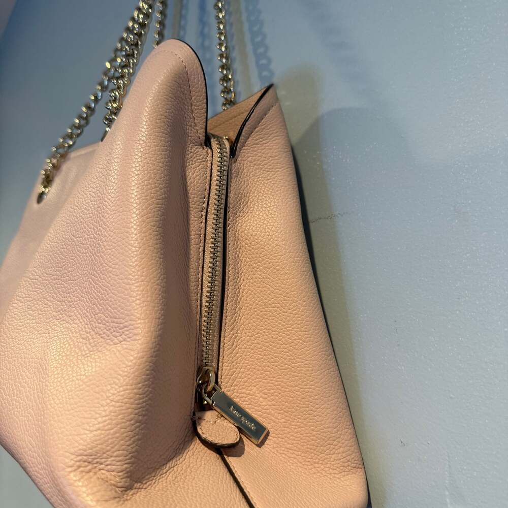 Kate Spade New York Blush Pink Pebbled Leather Tote Bag Chain Shoulder Strap - Picture 5 of 12